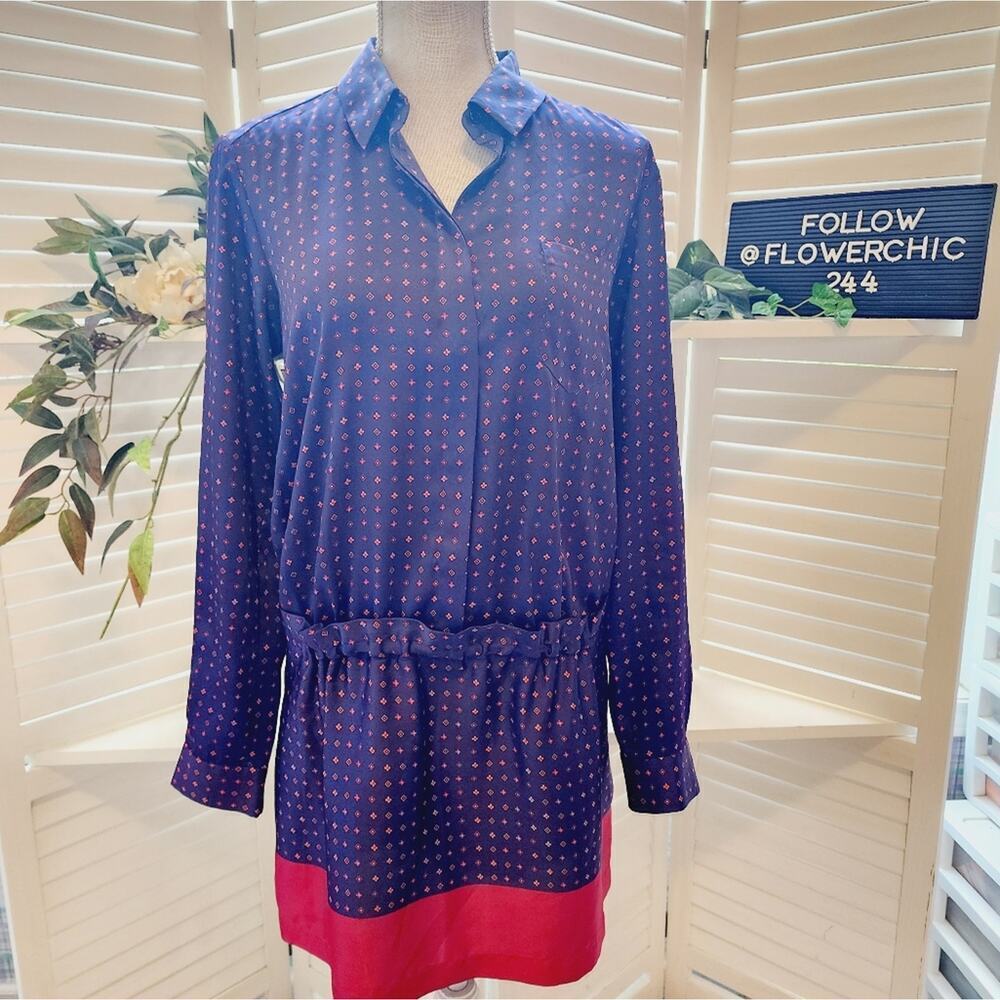 THAKOON COLLECTIVE POLKADOT SATIN BLUE/PINK DRESS SIZE 4